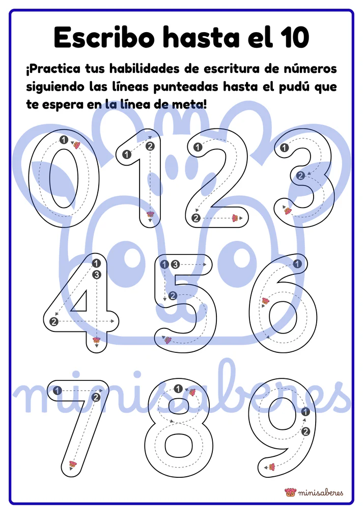 Ficha de trabajo: Escribo hasta el 10 | Matemática - 1° básico