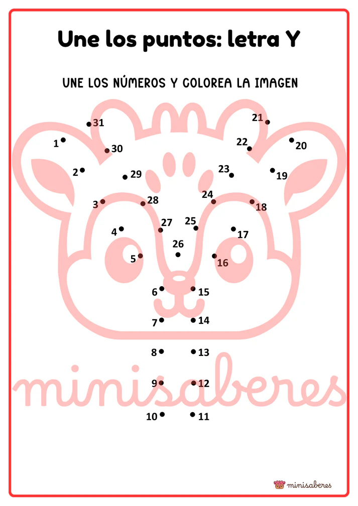 Ficha de trabajo: Une los números letra Y | Lenguaje - 1° básico